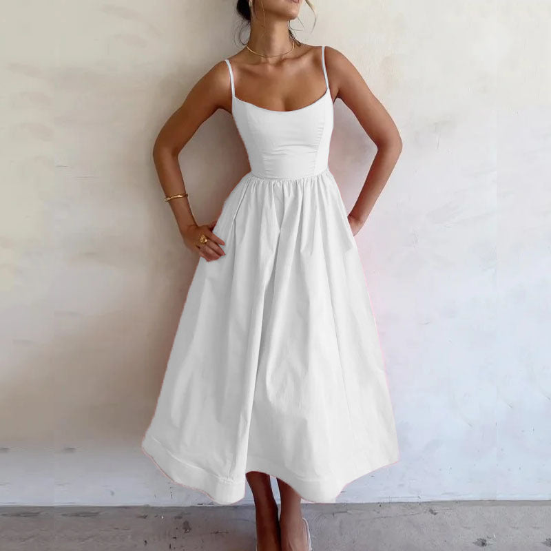 Maison Vivant Solid Color Sweet Sexy Suspender Dress