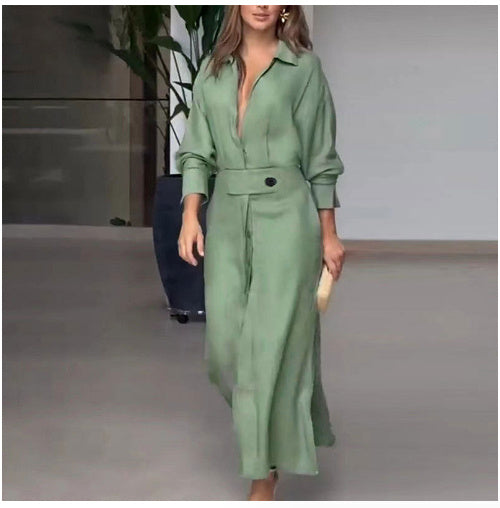 Maison Vivant V-neck Long Sleeve Lapel Long Dress