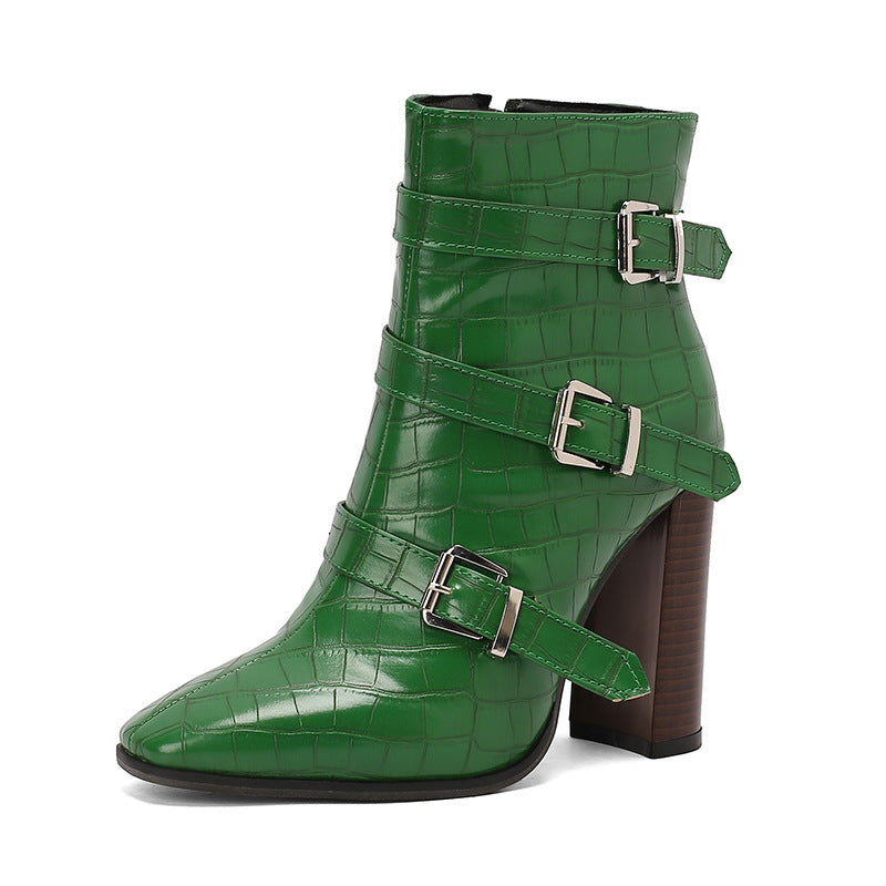Harper Belt Buckle Booties - Black