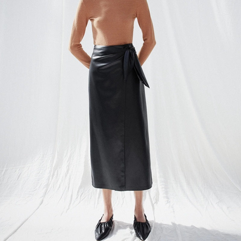 Nina leather A-line skirt