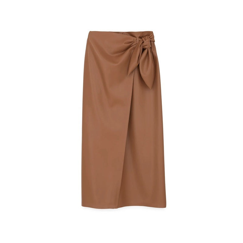 Nina leather A-line skirt