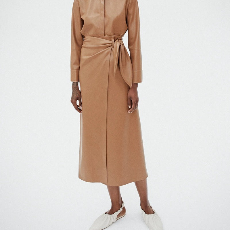 Nina leather A-line skirt