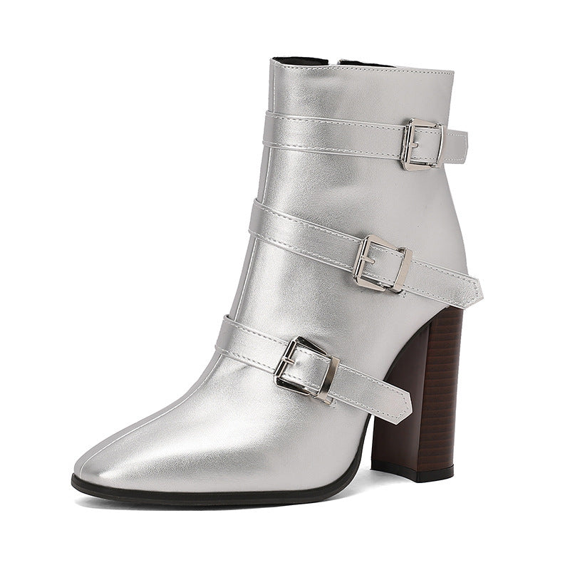 Harper Belt Buckle Booties - Black