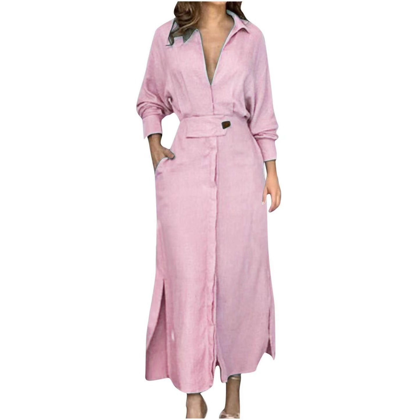 Maison Vivant V-neck Long Sleeve Lapel Long Dress