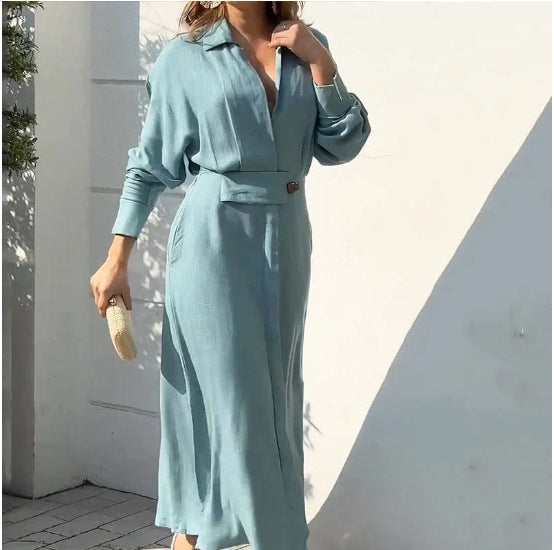 Maison Vivant V-neck Long Sleeve Lapel Long Dress
