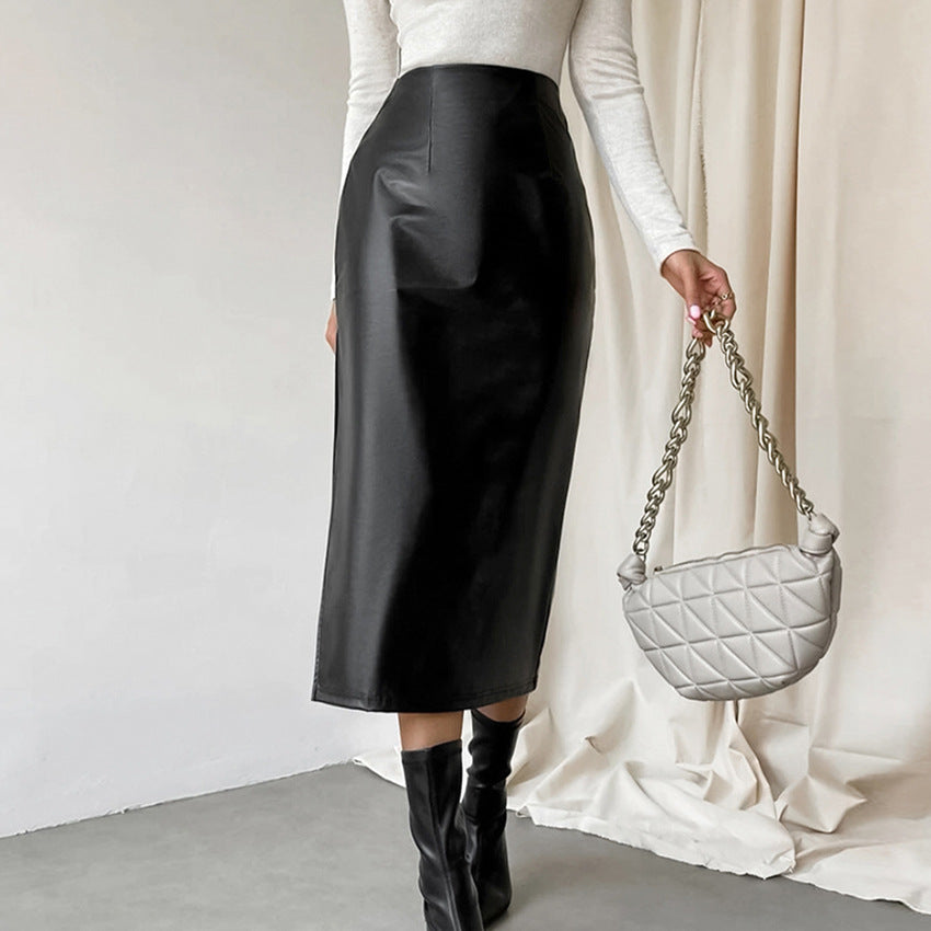 Vivian French Sheath Leather Skirt