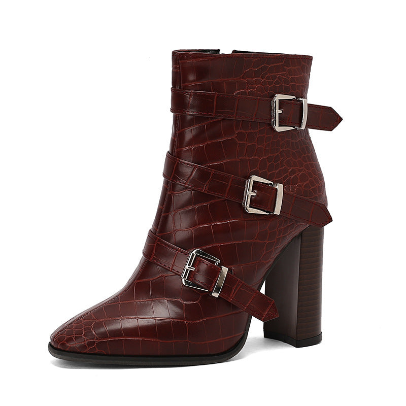 Harper Belt Buckle Booties - Black