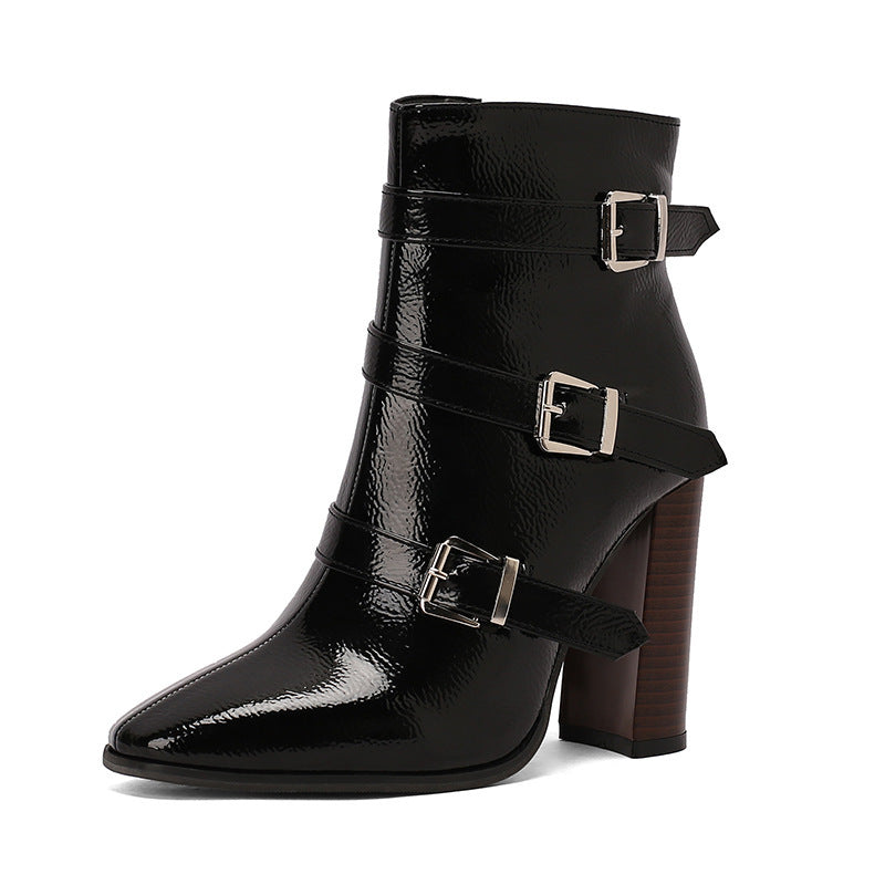 Harper Belt Buckle Booties - Black