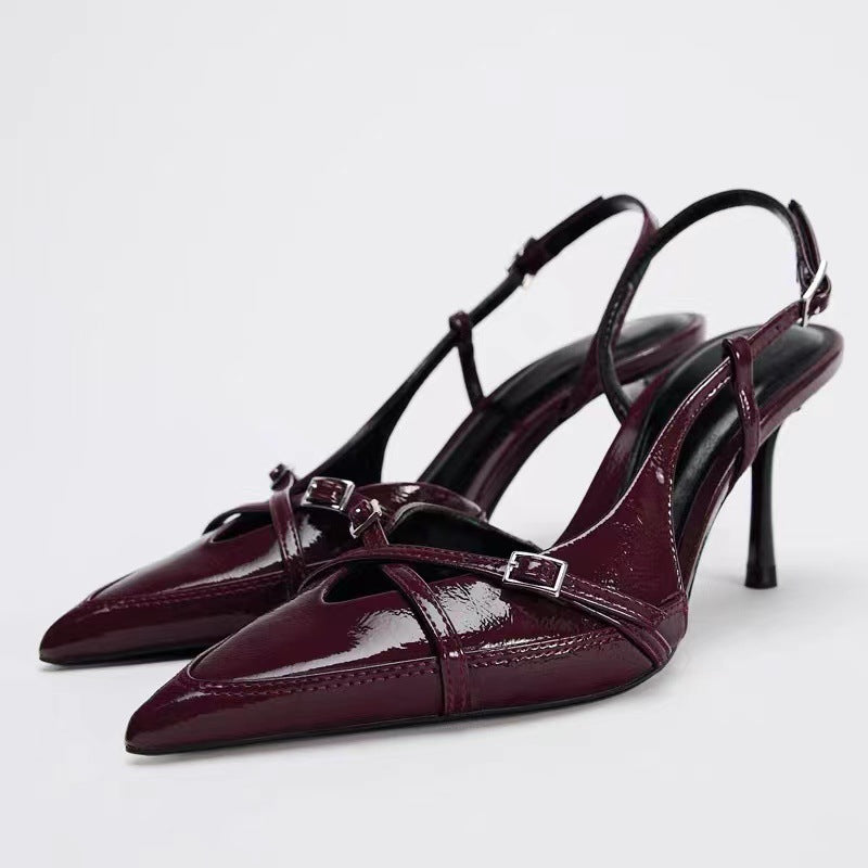 Cynthia Cross Buckle Pointed High Heel Sandals