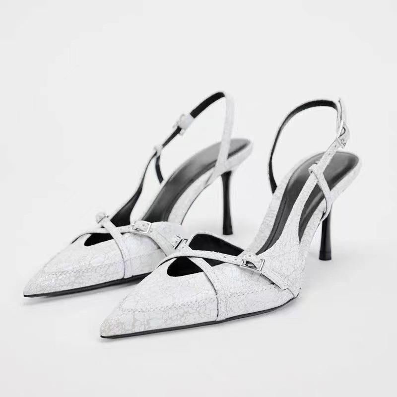 Cynthia Cross Buckle Pointed High Heel Sandals