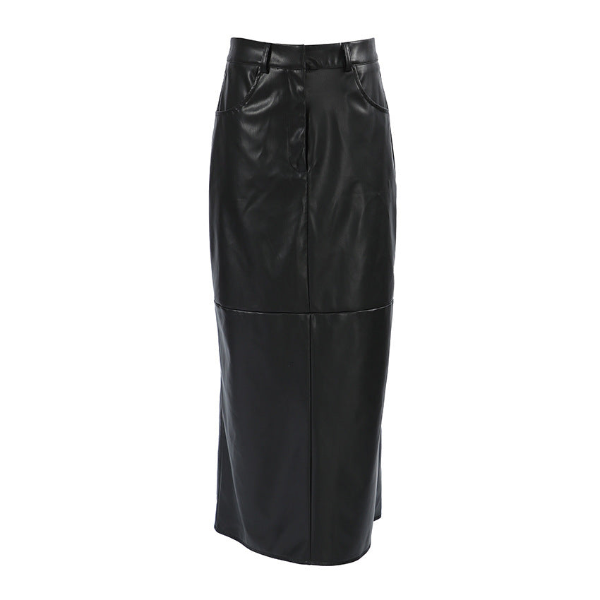 Anabel French Commuter Leather Split Skirt