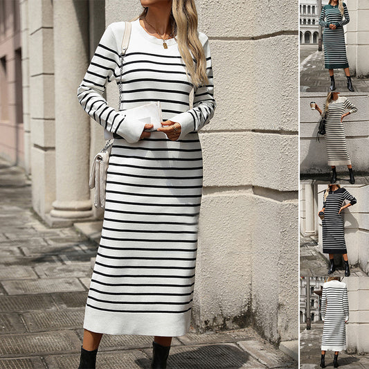 Maison Vivant Striped Printed Long Dress