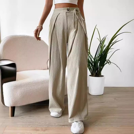 Celeste High Waist Drawstring Wide-leg Casual Pants