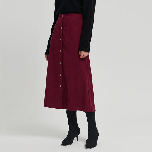 Emery Corduroy Long Button Skirt