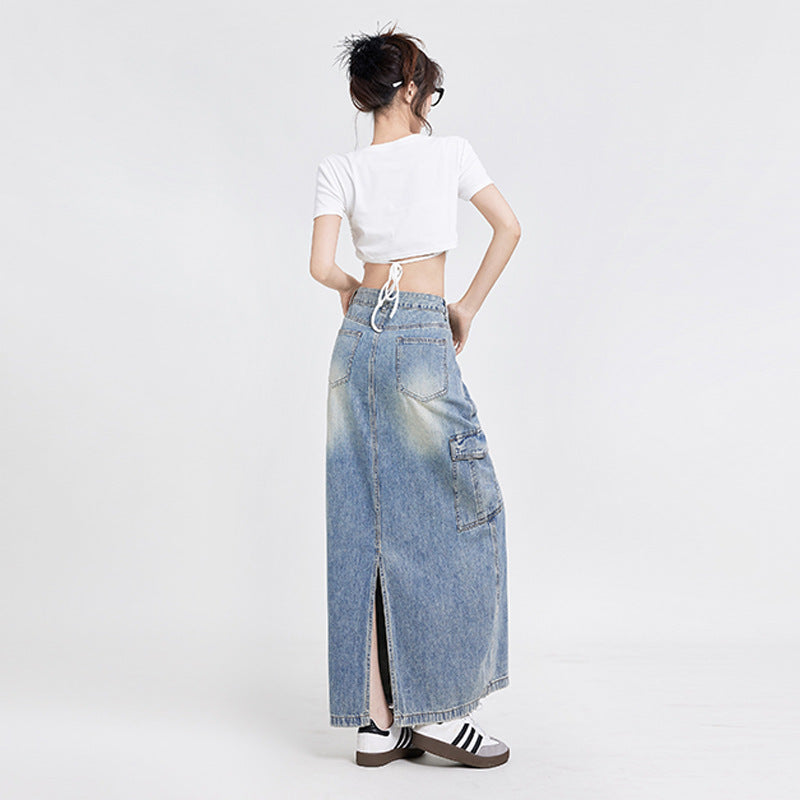 Mia Denim Long A-Line Skirt