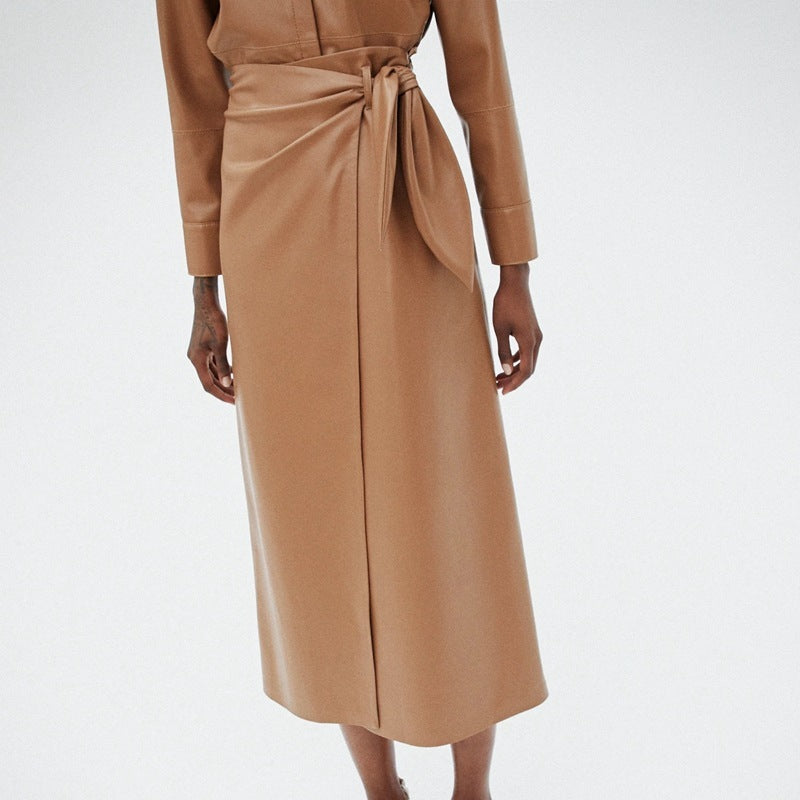 Nina leather A-line skirt