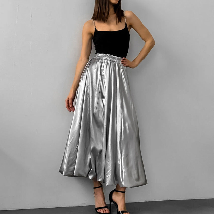 Silver Bud High Waist A- Line Skirt