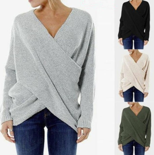 Maison Vivant V-neck Loose Wrap Sweater