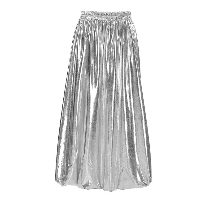 Silver Bud High Waist A- Line Skirt