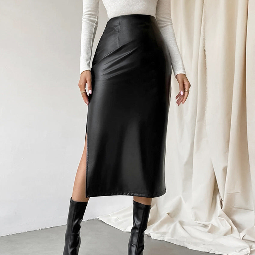 Vivian French Sheath Leather Skirt