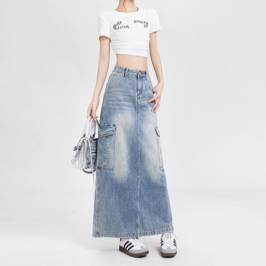 Mia Denim Long A-Line Skirt