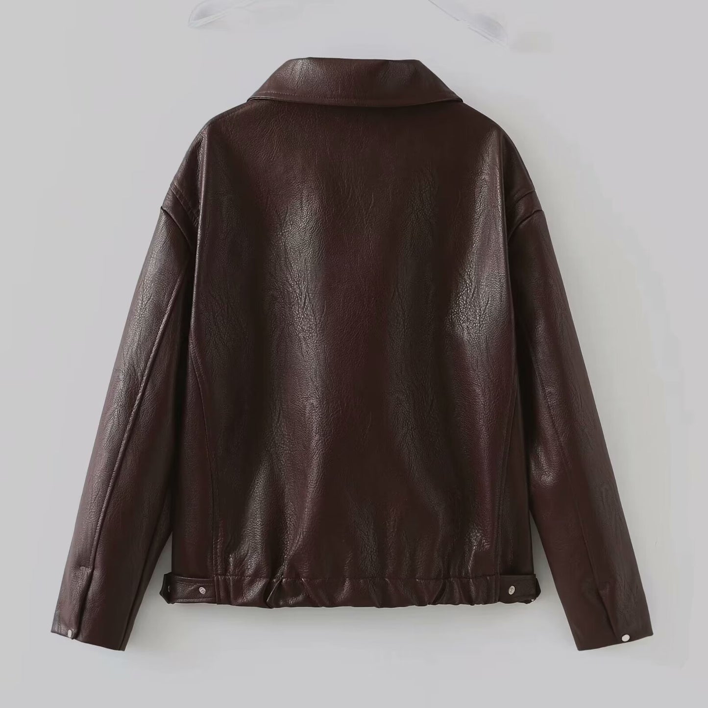 Lapel Zipper Leather Jacket