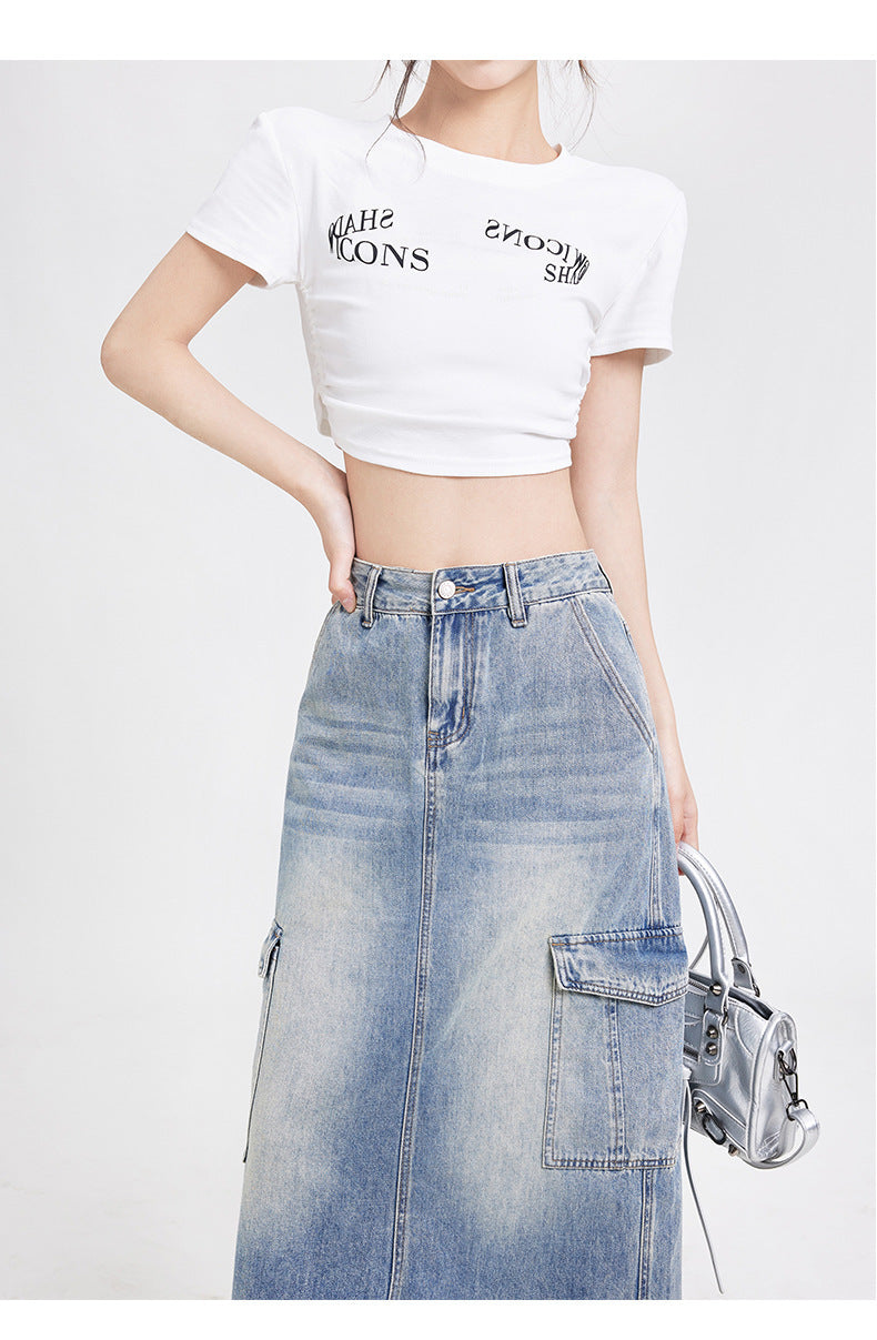 Mia Denim Long A-Line Skirt