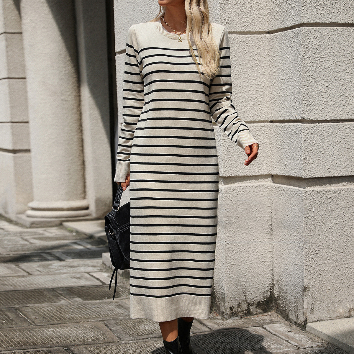 Maison Vivant Striped Printed Long Dress