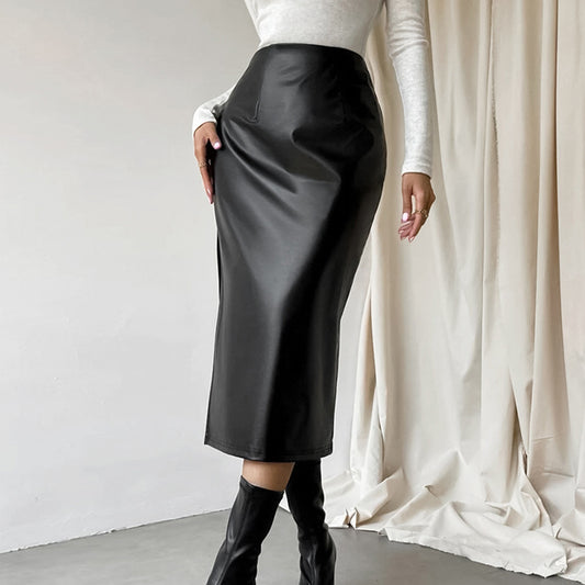 Vivian French Sheath Leather Skirt