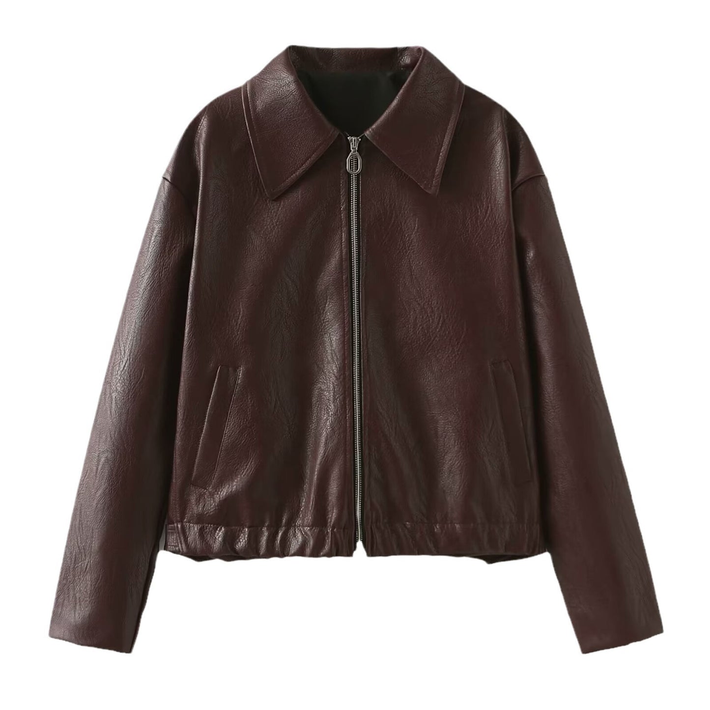 Lapel Zipper Leather Jacket