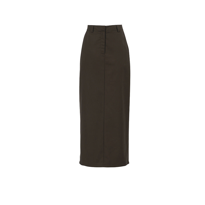 Maison Vivant High Waist Straight Slimming Skirt Long Slit