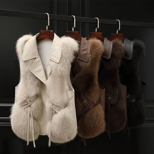 Maison Fox Fur Warm Vest (4 color options)