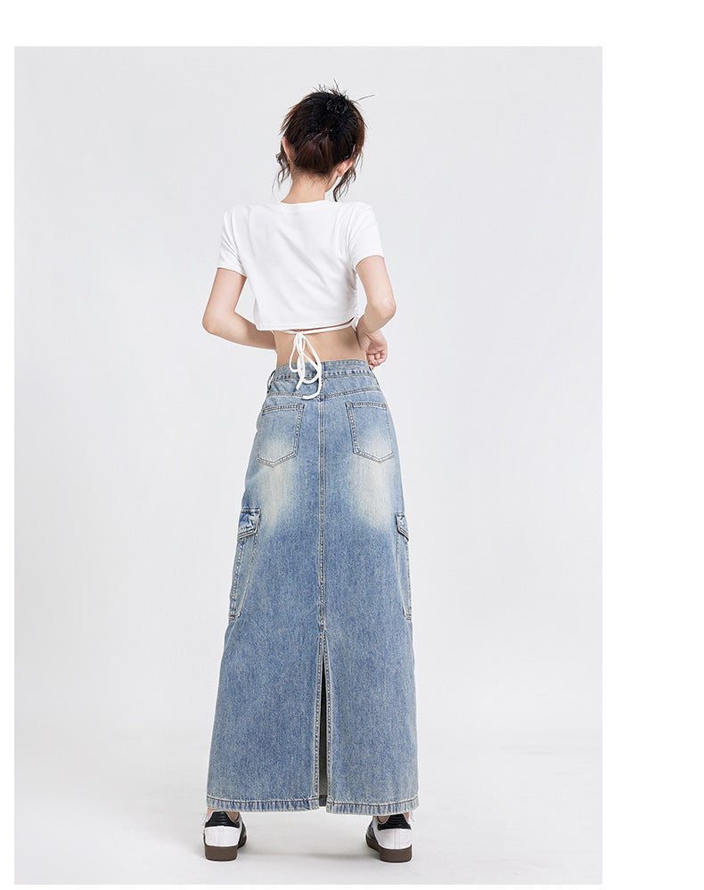 Mia Denim Long A-Line Skirt