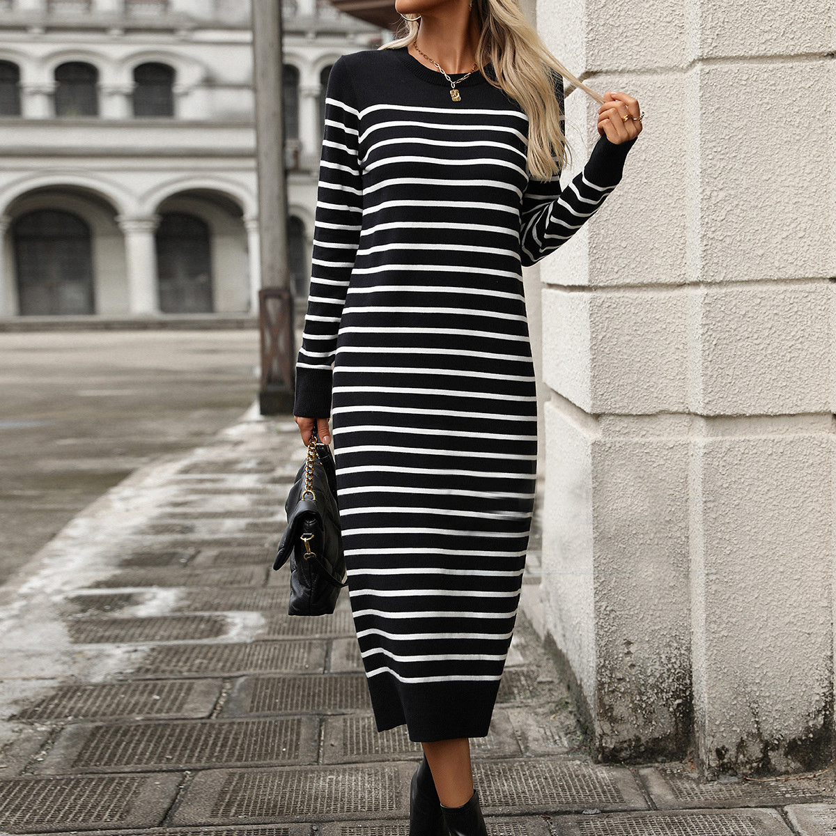 Maison Vivant Striped Printed Long Dress