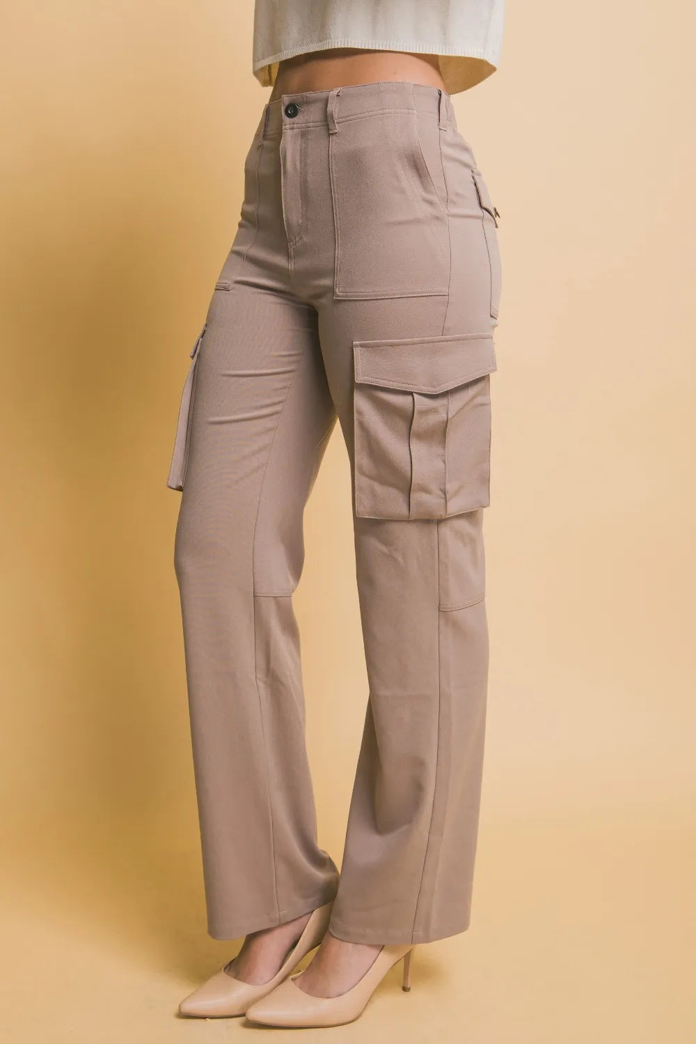 Maison Vivant High Rise Cargo Pants With Pockets