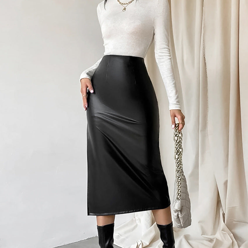 Vivian French Sheath Leather Skirt