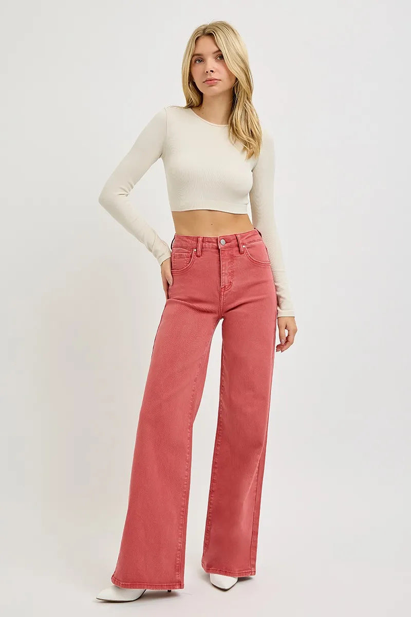 Maison Vivant High Rise Tummy Control Wide Leg Jeans